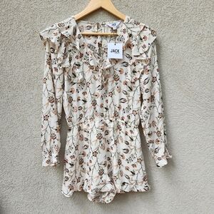 NEW Jack by BB Dakota Top Women's Extra Small Ruffle Flounce Floral Feminine